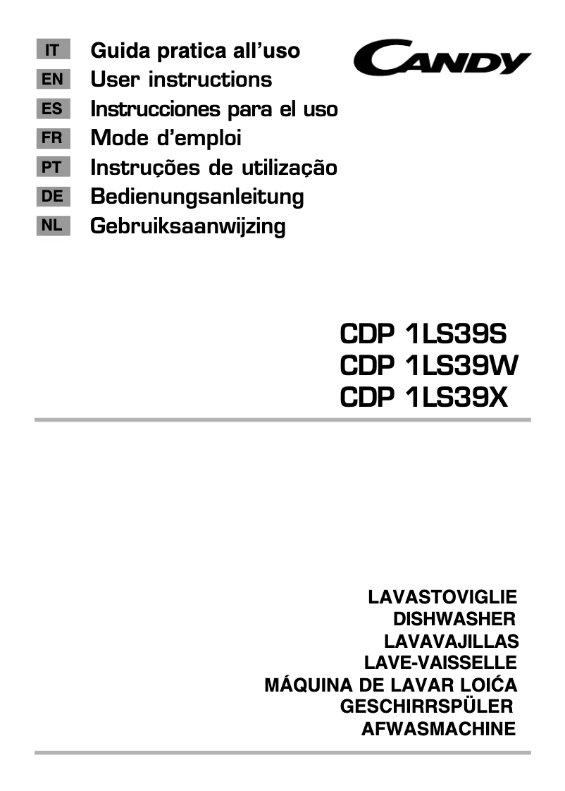 Page n°1 - Manuel utilisateur Candy CDP 1LS39W