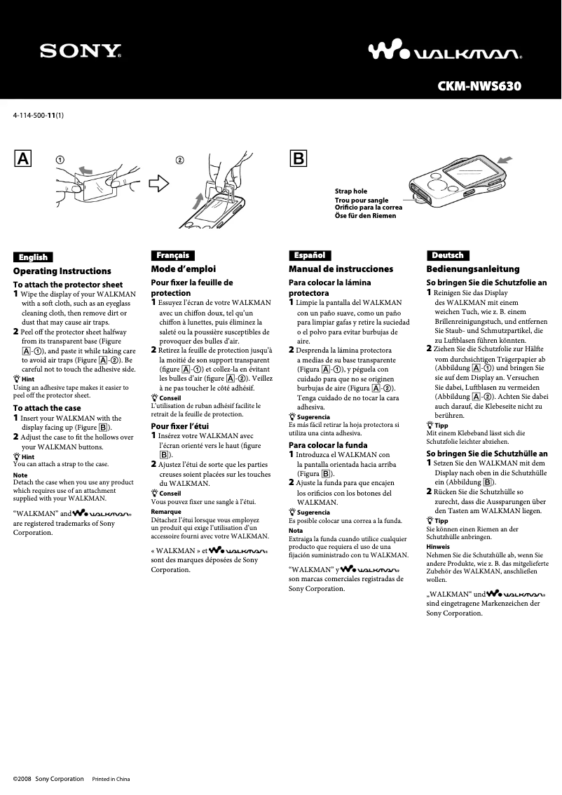 Page n°1 - Manuel utilisateur Sony CKM-NWS630