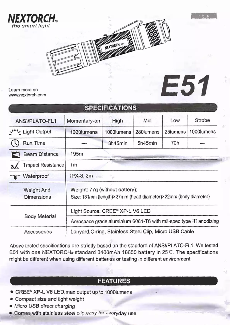 Page 1 de la notice Manuel utilisateur Nextorch E51