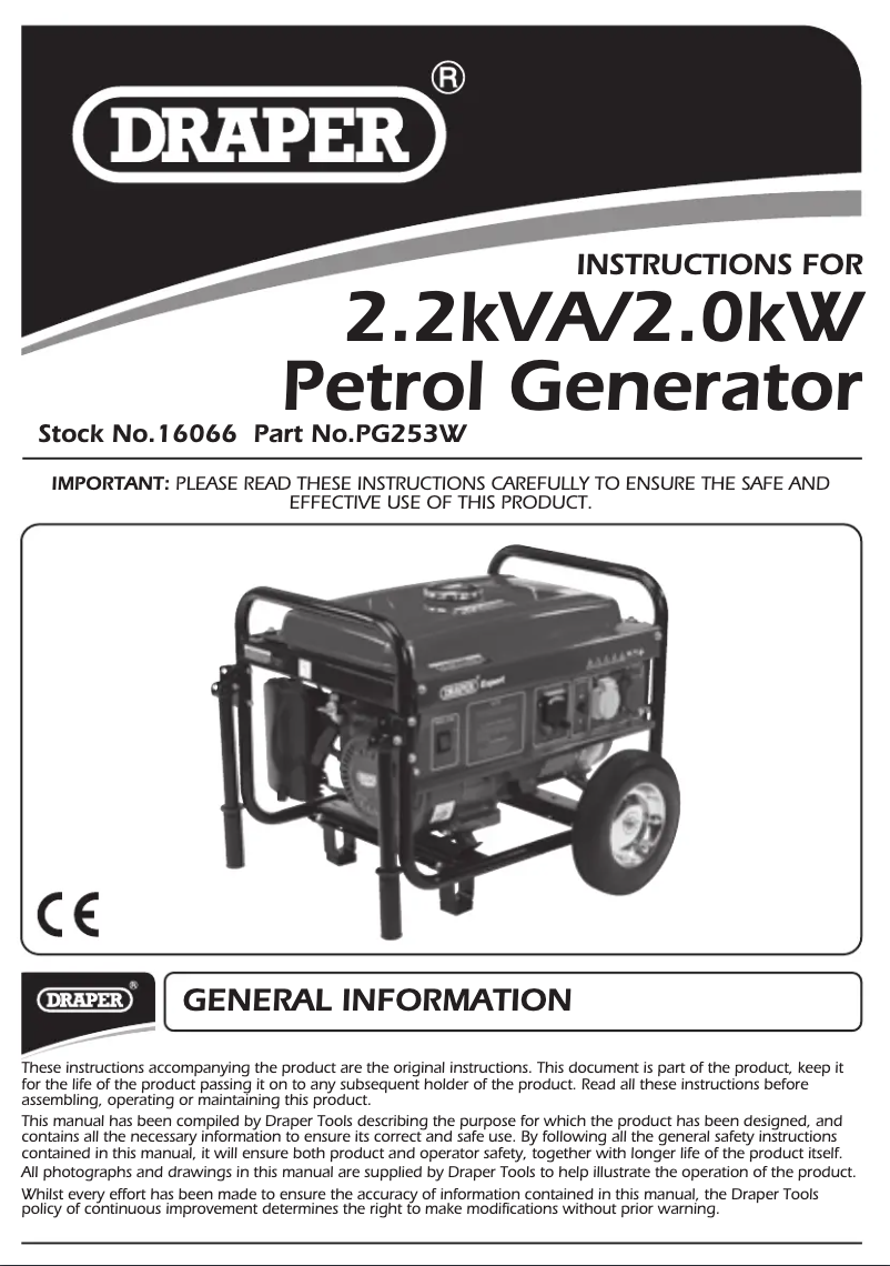 Page 1 de la notice Manuel utilisateur Draper 16066
