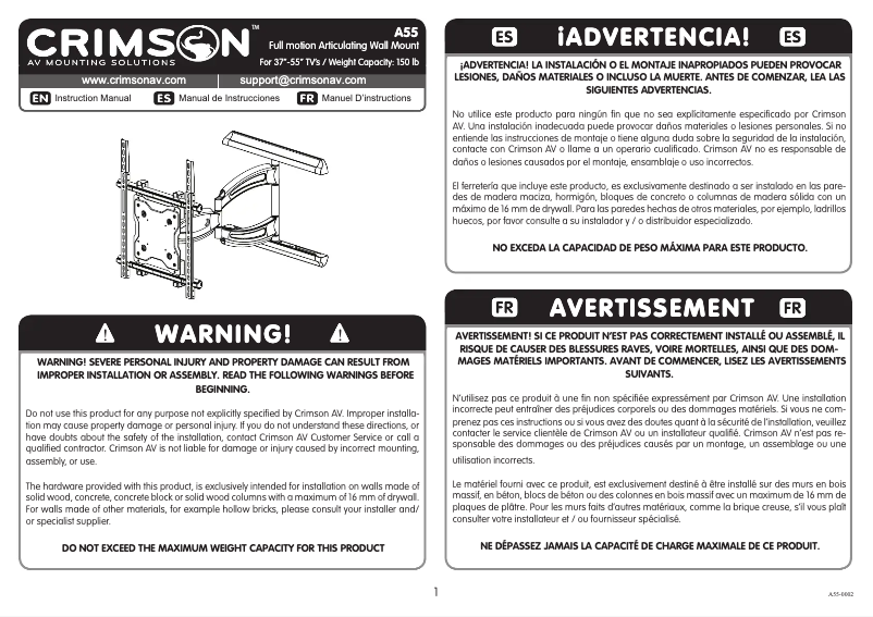 Page n°1 - Manuel utilisateur Crimson A55