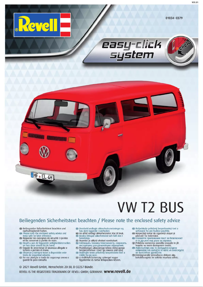 Page n°1 - Manuel utilisateur Revell Volkswagen T2 Bus