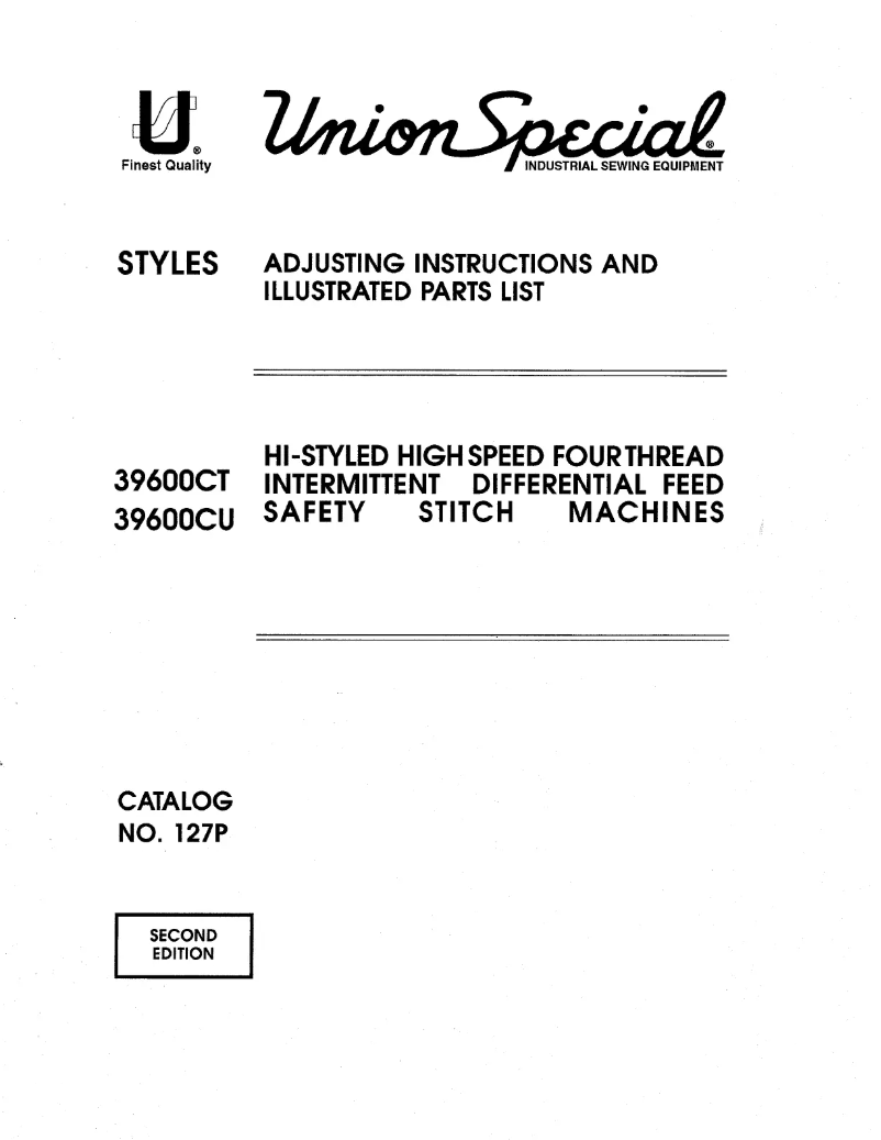 Page n°1 - Manuel utilisateur Union Special 39600CT
