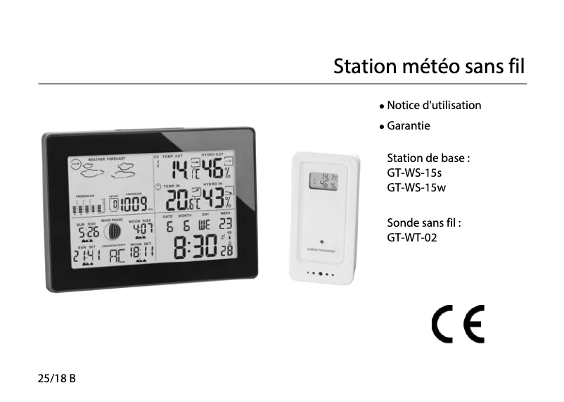 Image de la première page du manuel de l'appareil GT-WS-15w