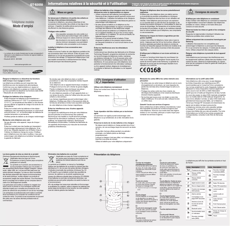 Página 1 del manual Manual de usuario Samsung Shark 3 GT-S3550