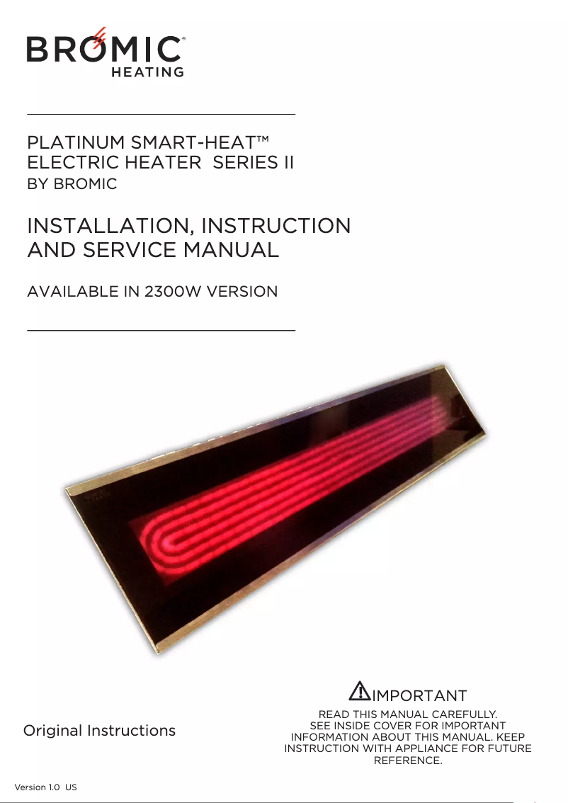 Page 1 de la notice Manuel utilisateur Bromic Heating Platinum Smart-Heat BH0320007