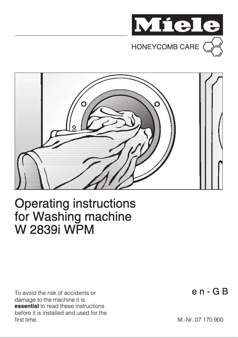 Page n°1 - Manuel utilisateur Miele W 2839 I WPM RE