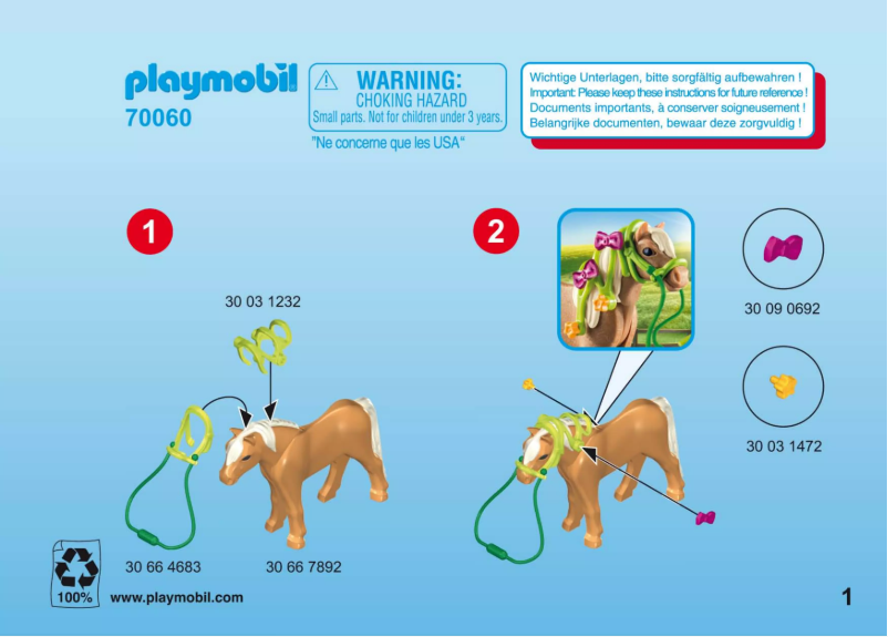 Page n°1 - Manuel utilisateur Playmobil 70060