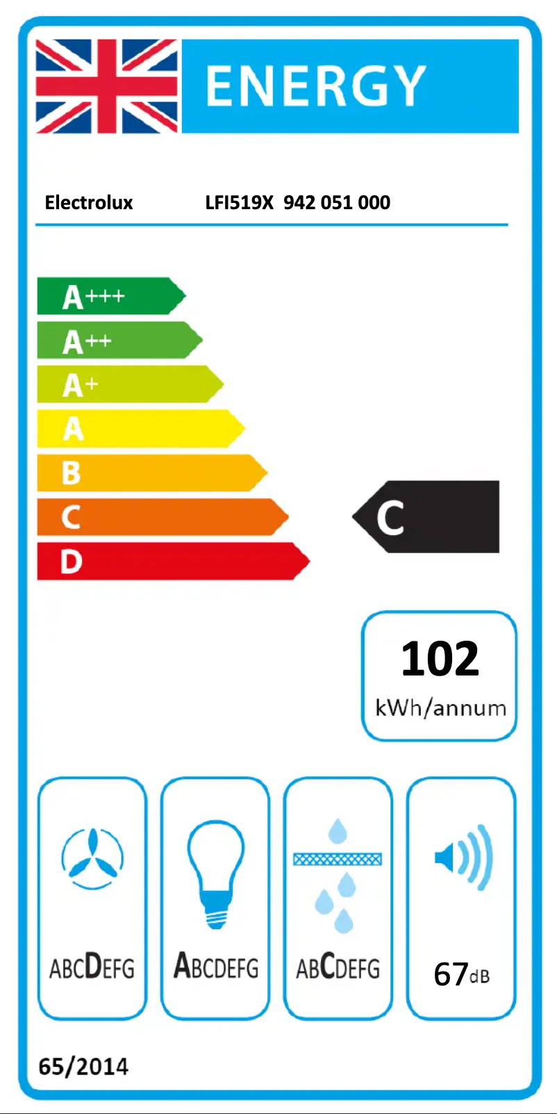 Page n°1 - Label énergétique Electrolux LFI519X