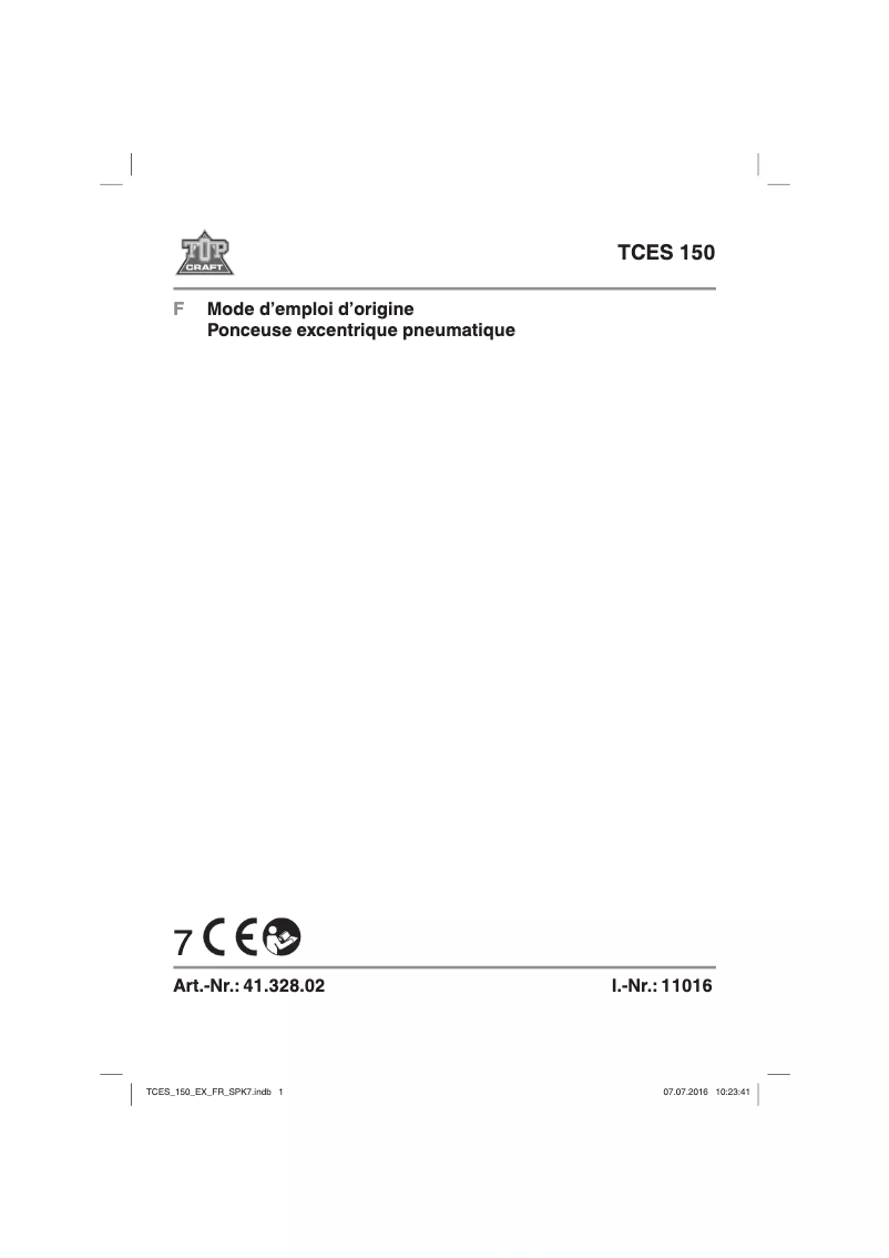 Page 1 de la notice Manuel utilisateur Topcraft TCES 150