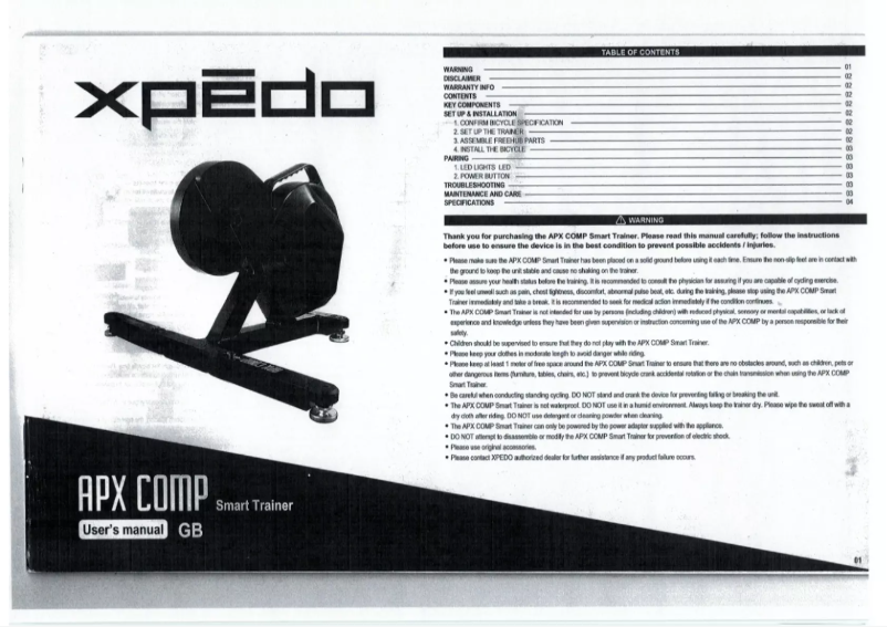 Image de la première page du manuel de l'appareil APX Comp