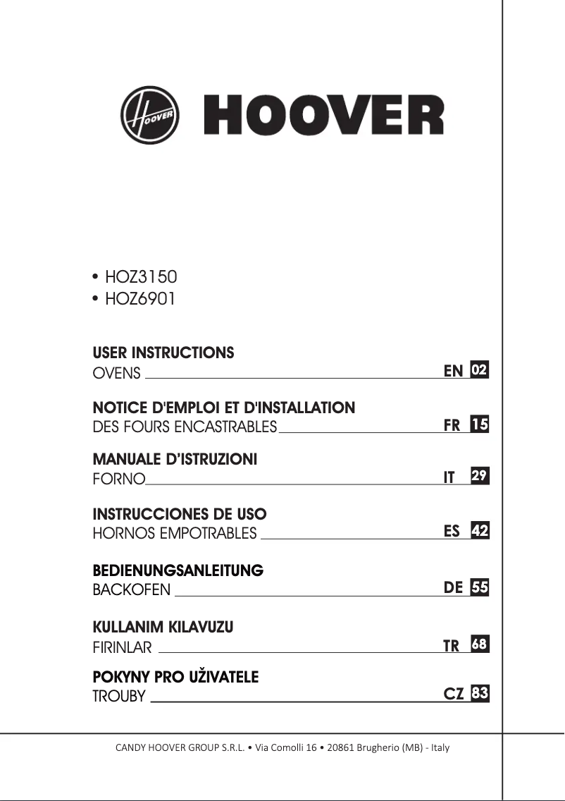 Page 1 de la notice Manuel utilisateur Hoover HOAZ 8673 IN/E