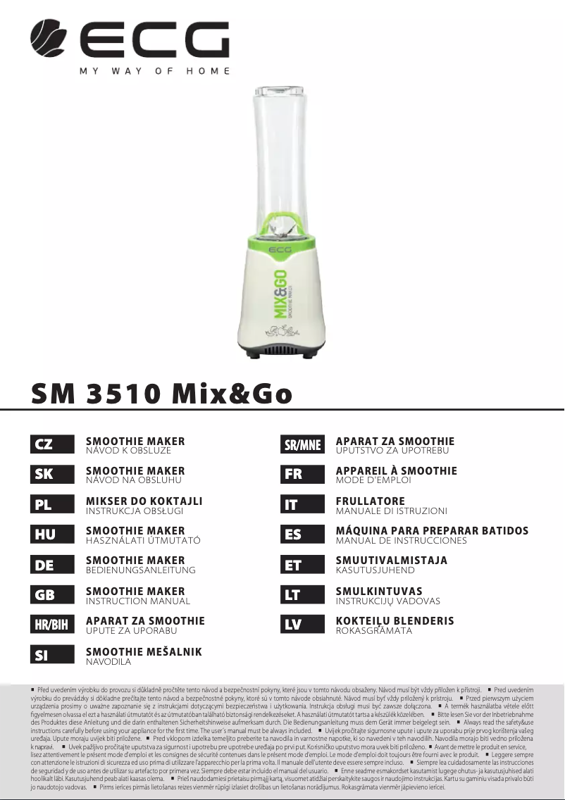 Image de la première page du manuel de l'appareil SM 3510 Mix&Go