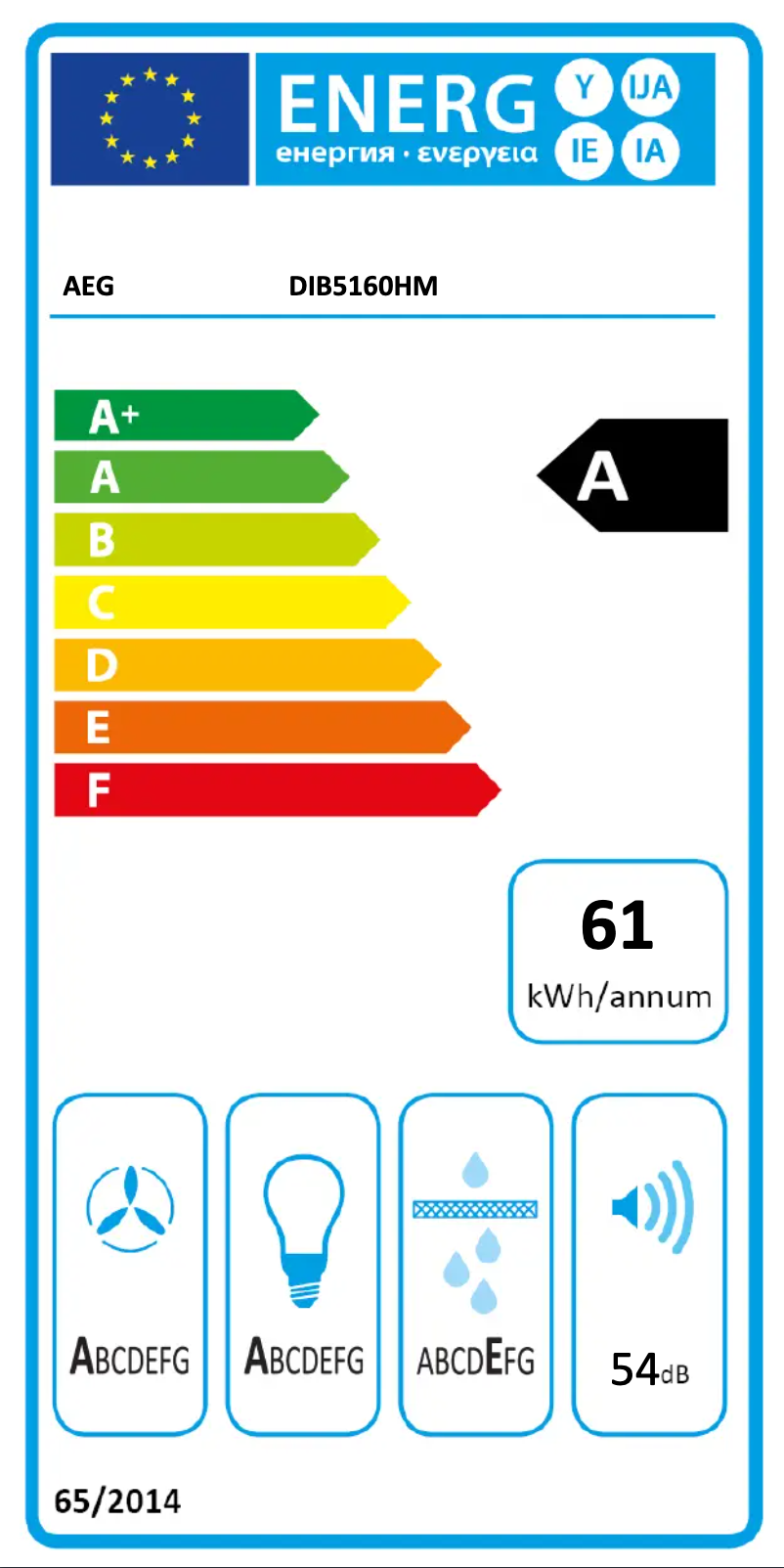 Page n°1 - Label énergétique AEG DIB5160HM