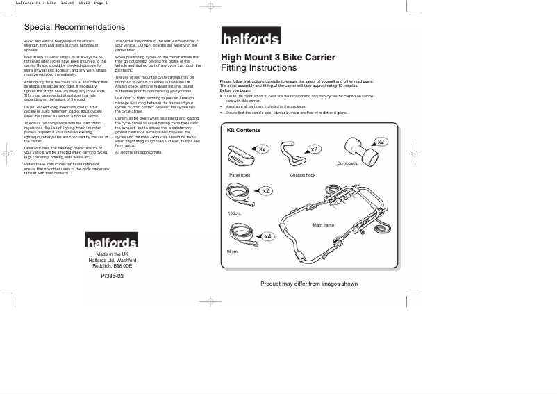 Página 1 del manual Manual de usuario Halfords High Mount 3
