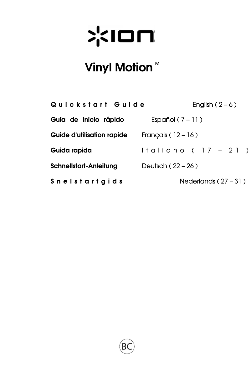 Page 1 de la notice Manuel utilisateur ION Vinyl Motion