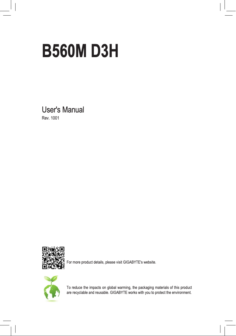 Image de la première page du manuel de l'appareil B560M D3H