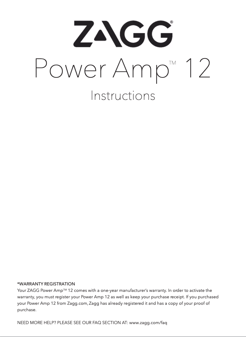Page 1 of the manual User Manual Zagg Power Amp 12