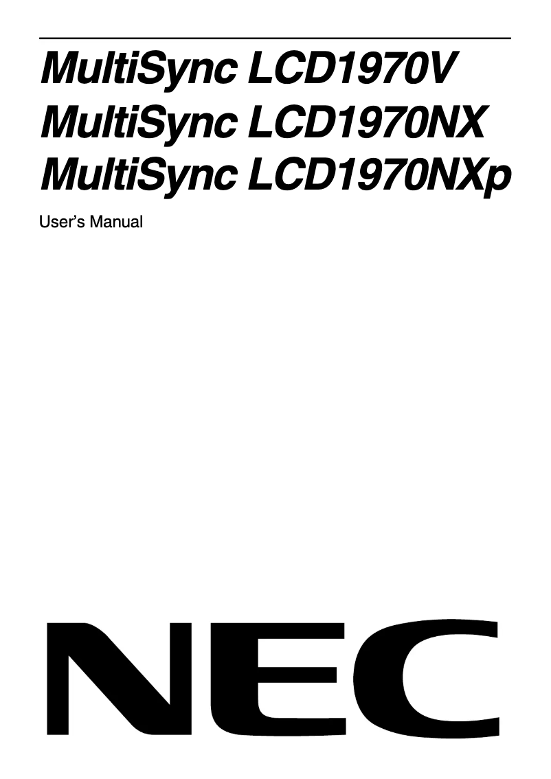 Página 1 del manual Manual de usuario NEC MultiSync 1970NXp