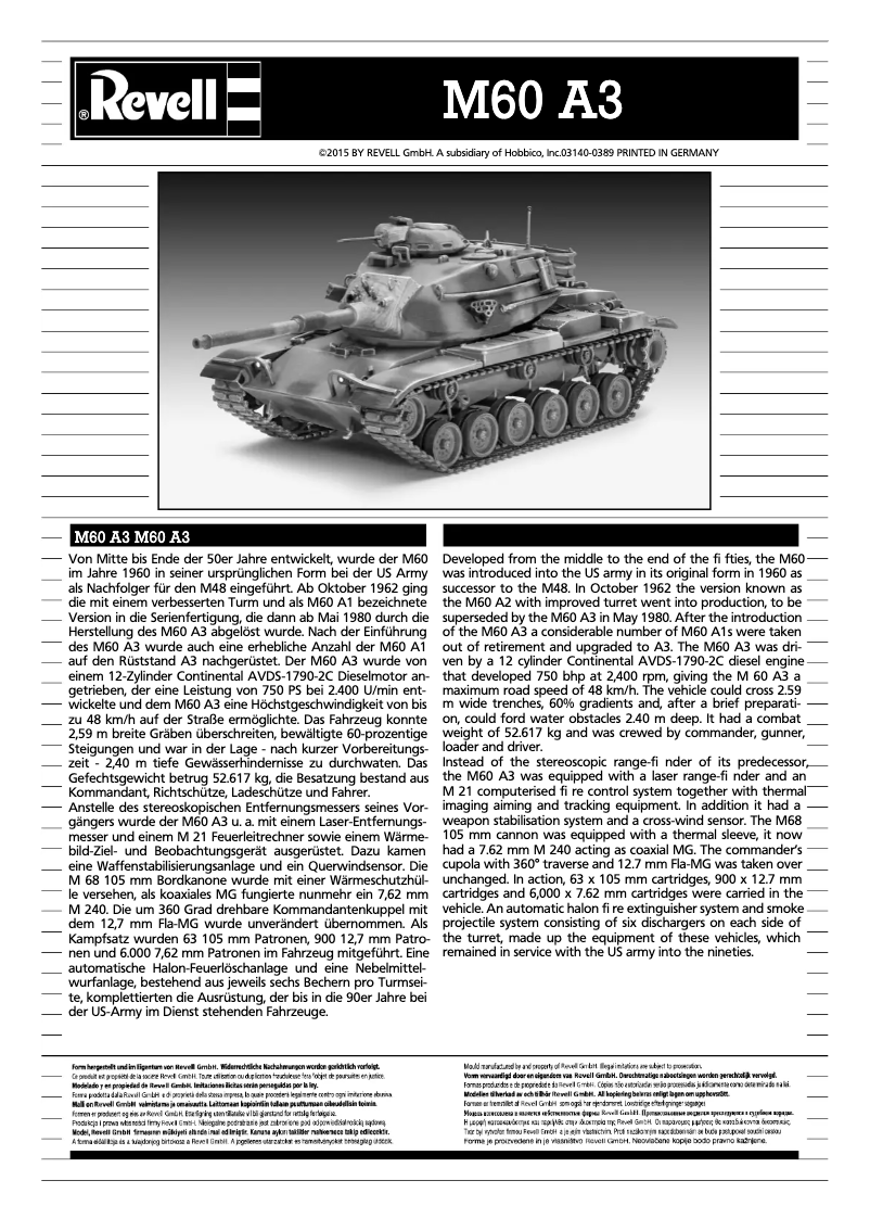 Image de la première page du manuel de l'appareil M60 A3