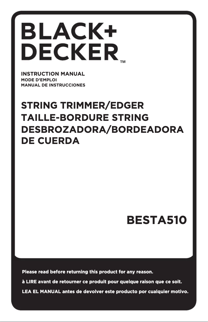 Page 1 de la notice Manuel utilisateur Black & Decker BESTA510