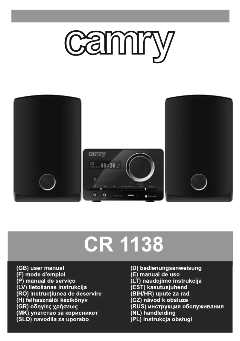 Page 1 de la notice Manuel utilisateur Camry CR 1138