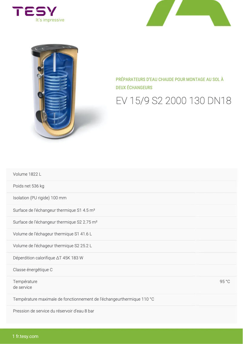 Image de la première page du manuel de l'appareil EV 15/9 S2 2000 130 DN18