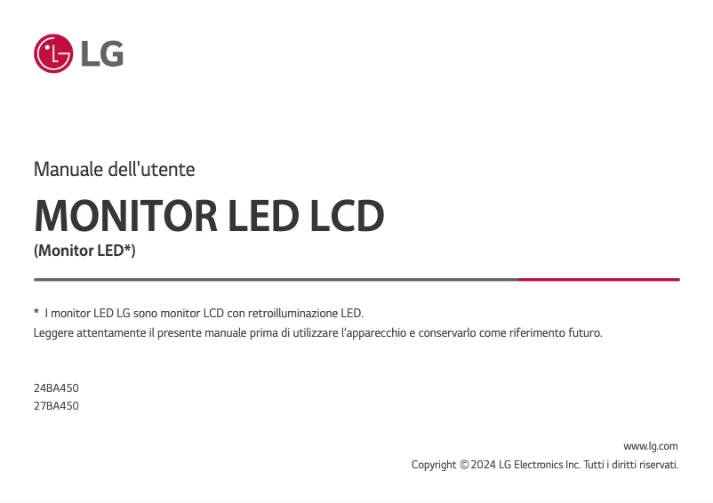 Page 1 of the manual User Manual LG 24BA450