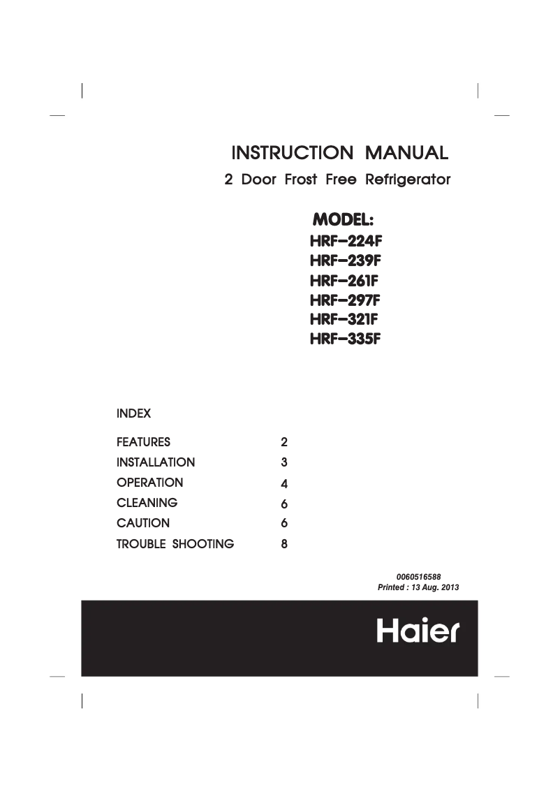 Page 1 de la notice Manuel utilisateur Haier HRF-335FS