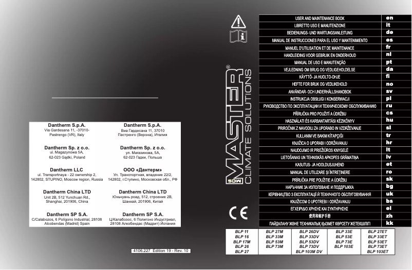 Page n°1 - Manuel utilisateur Master BLP 53ET