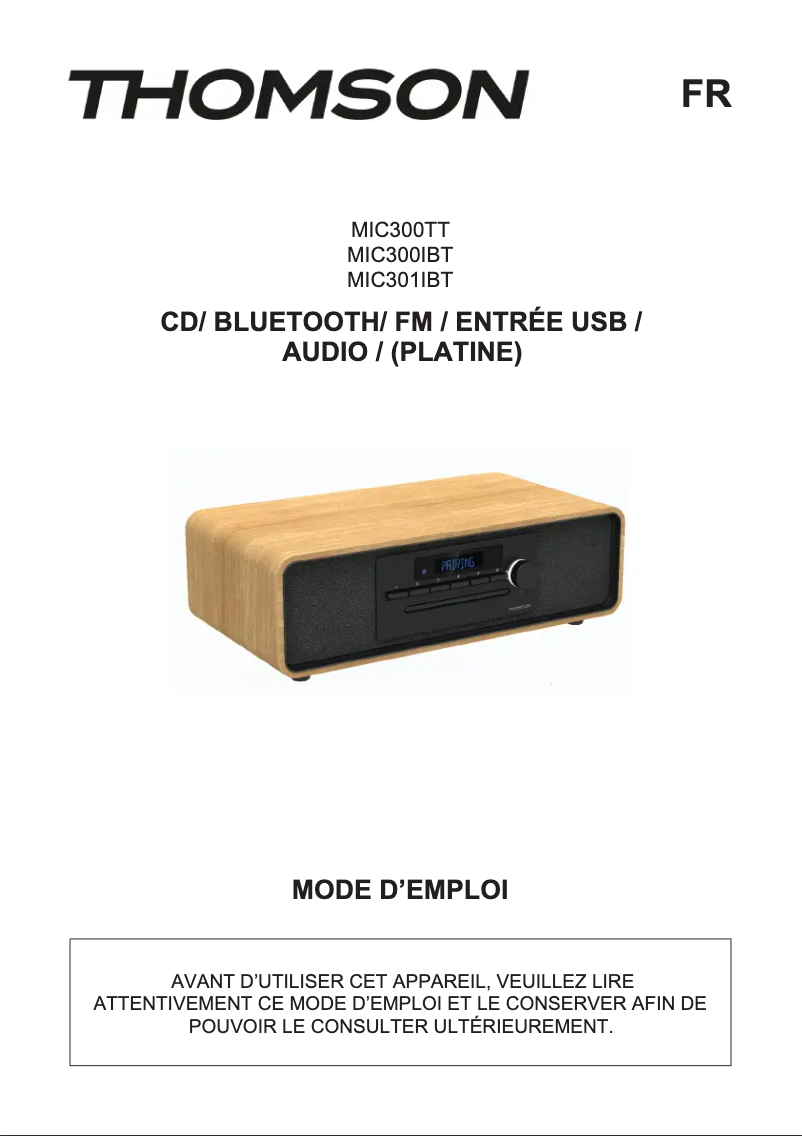 Page 1 de la notice Manuel utilisateur Thomson MIC300TT