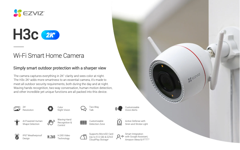 Page 1 de la notice Fiche technique EZVIZ H3c 2K