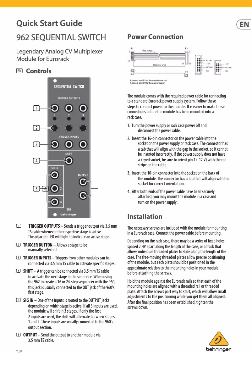 Image de la première page du manuel de l'appareil 962 Sequential Switch
