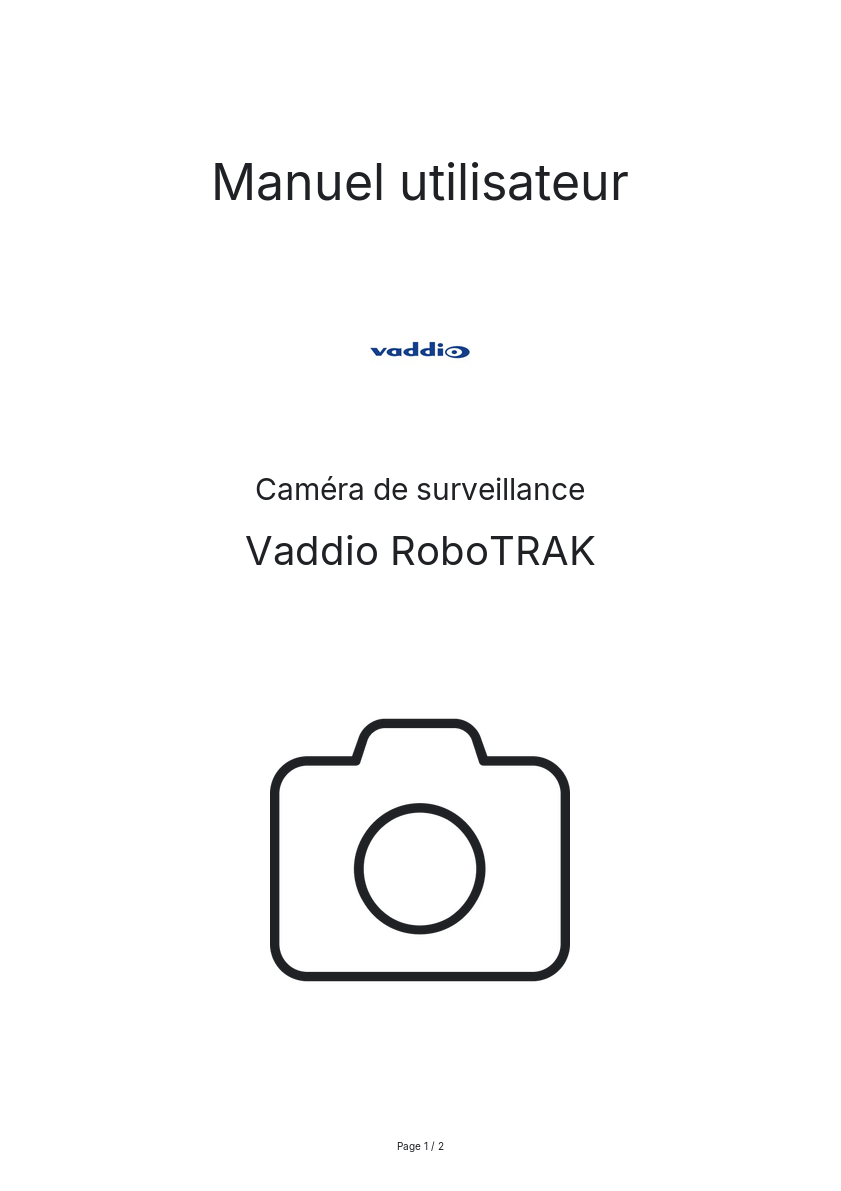 Page n°1 - Manuel utilisateur Vaddio RoboTRAK
