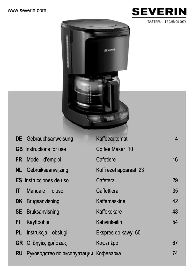 Página 1 del manual Manual de usuario Severin KA 4182