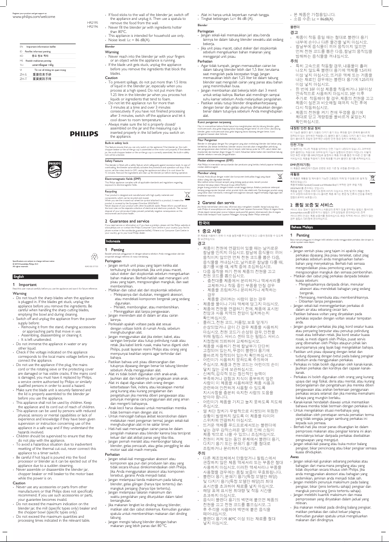 Página 1 del manual Folleto Philips Avance Collection HR2195