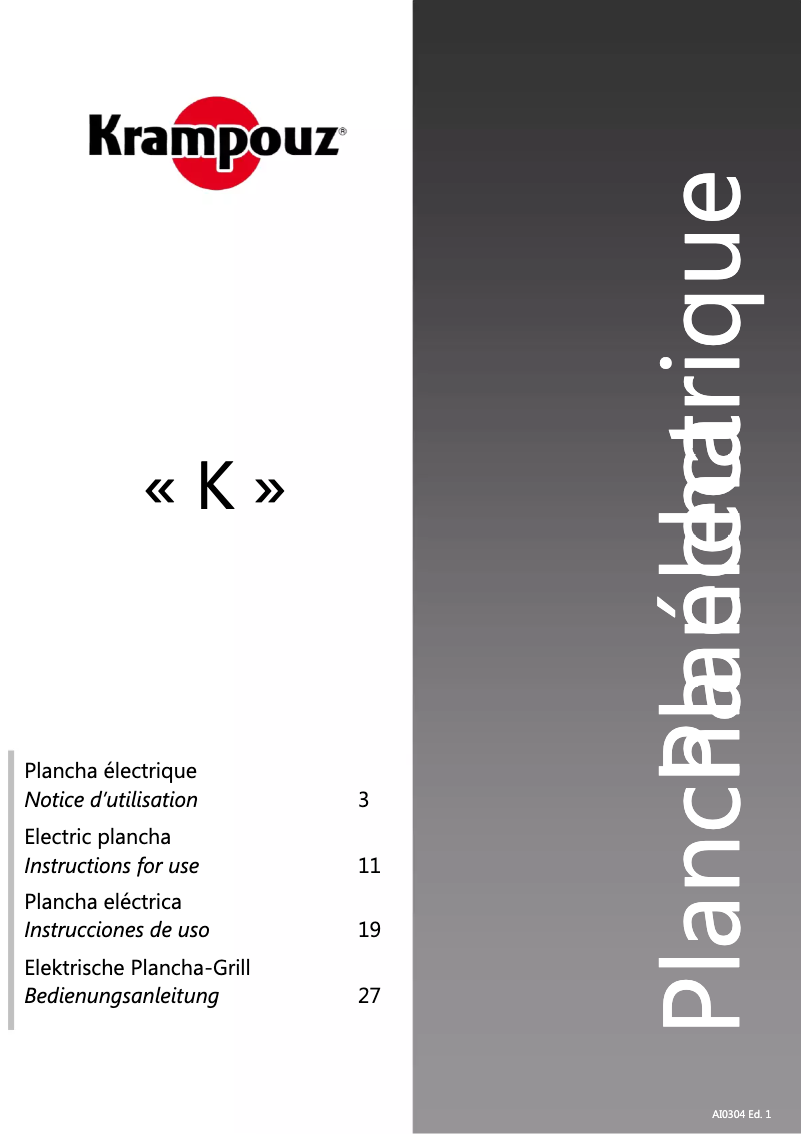 Page 1 de la notice Manuel utilisateur Krampouz GECIH2AO