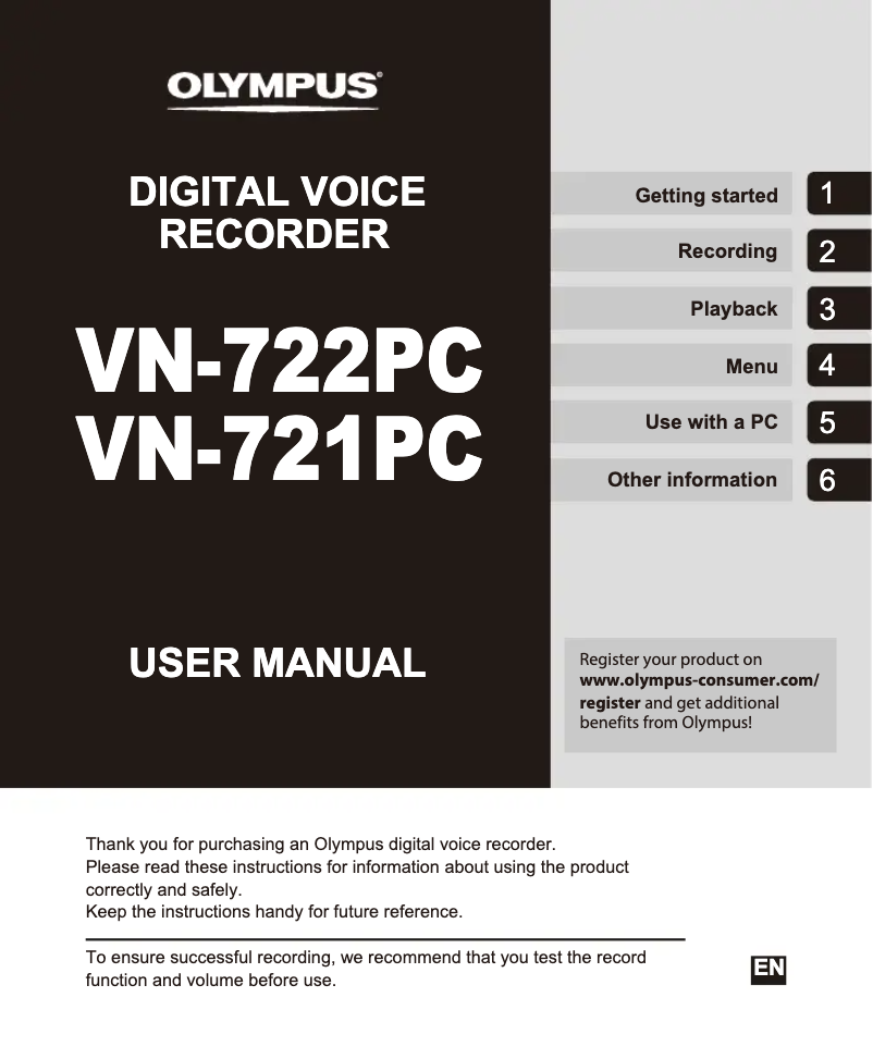 Image de la première page du manuel de l'appareil VN-722PC