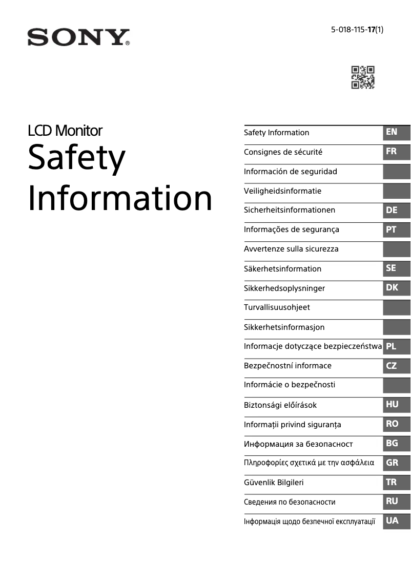 Página 1 del manual Instrucciones de seguridad Sony FW-98BZ50L
