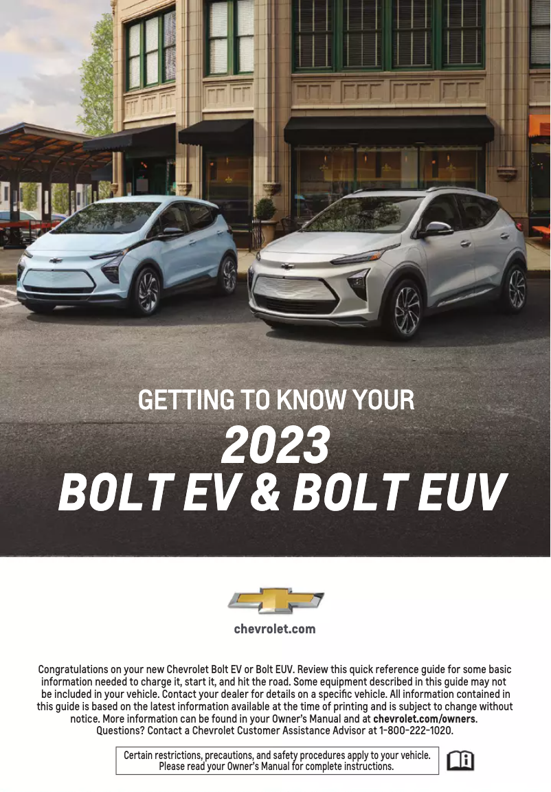 Page n°1 - Guide de démarrage rapide Chevrolet Bolt EUV (2023)