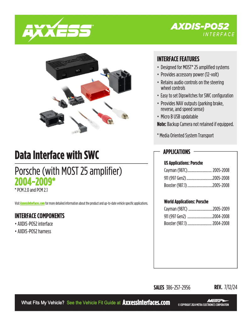 Page 1 de la notice Fiche technique AXESS AXDIS-PO52