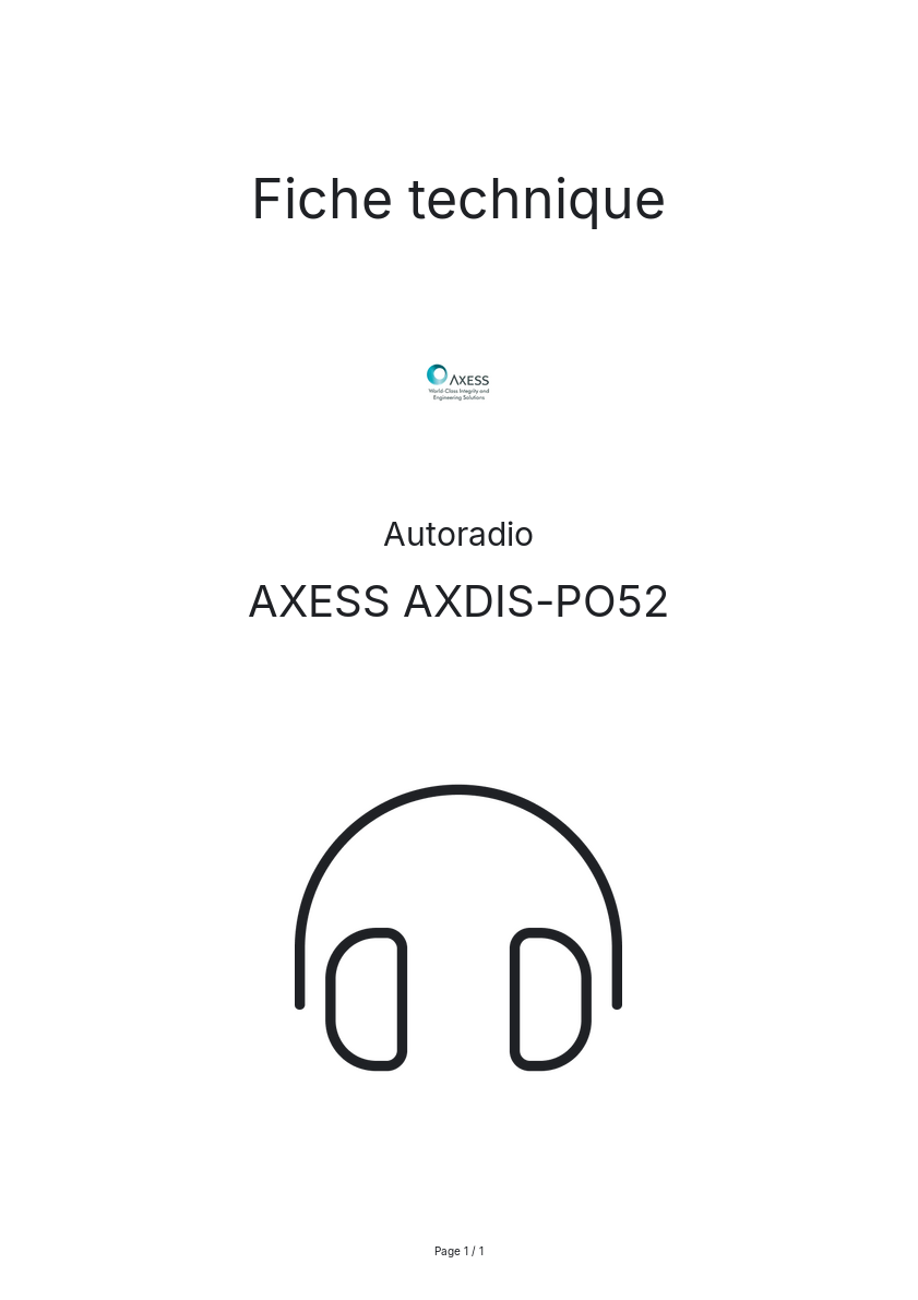 Image de la première page du manuel de l'appareil AXDIS-PO52