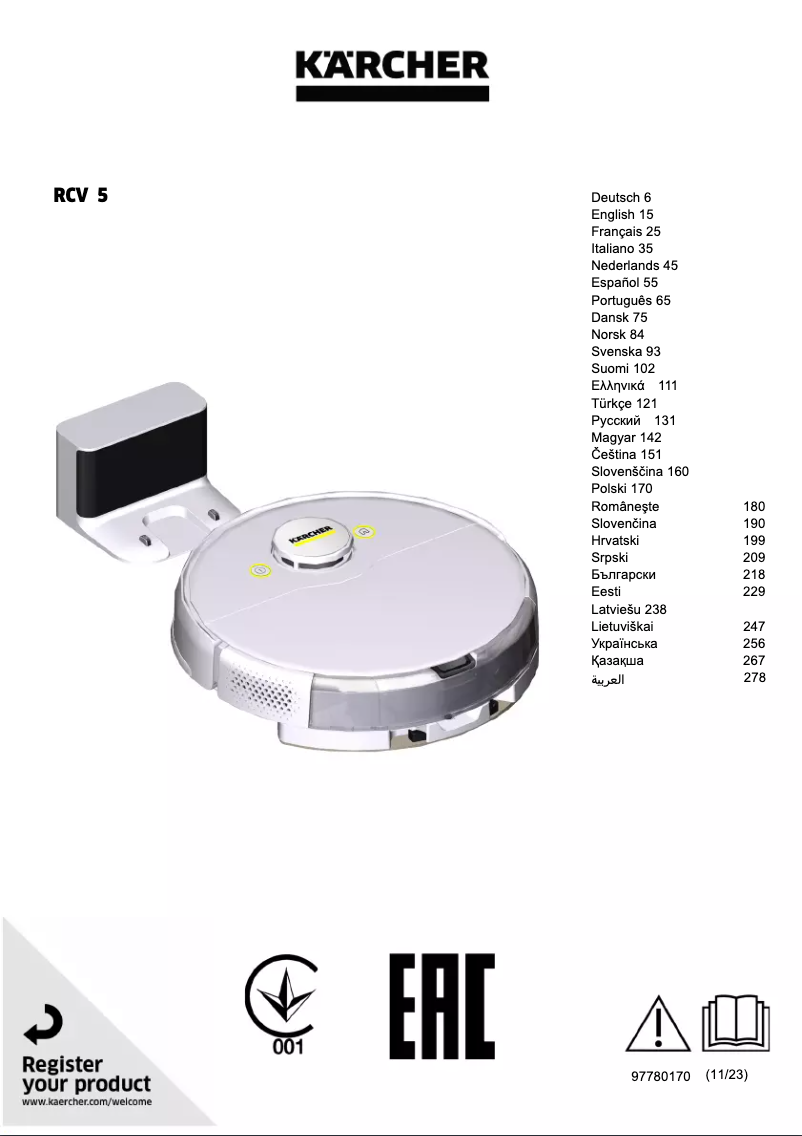 Page n°1 - Manuel utilisateur Kärcher RCV 5