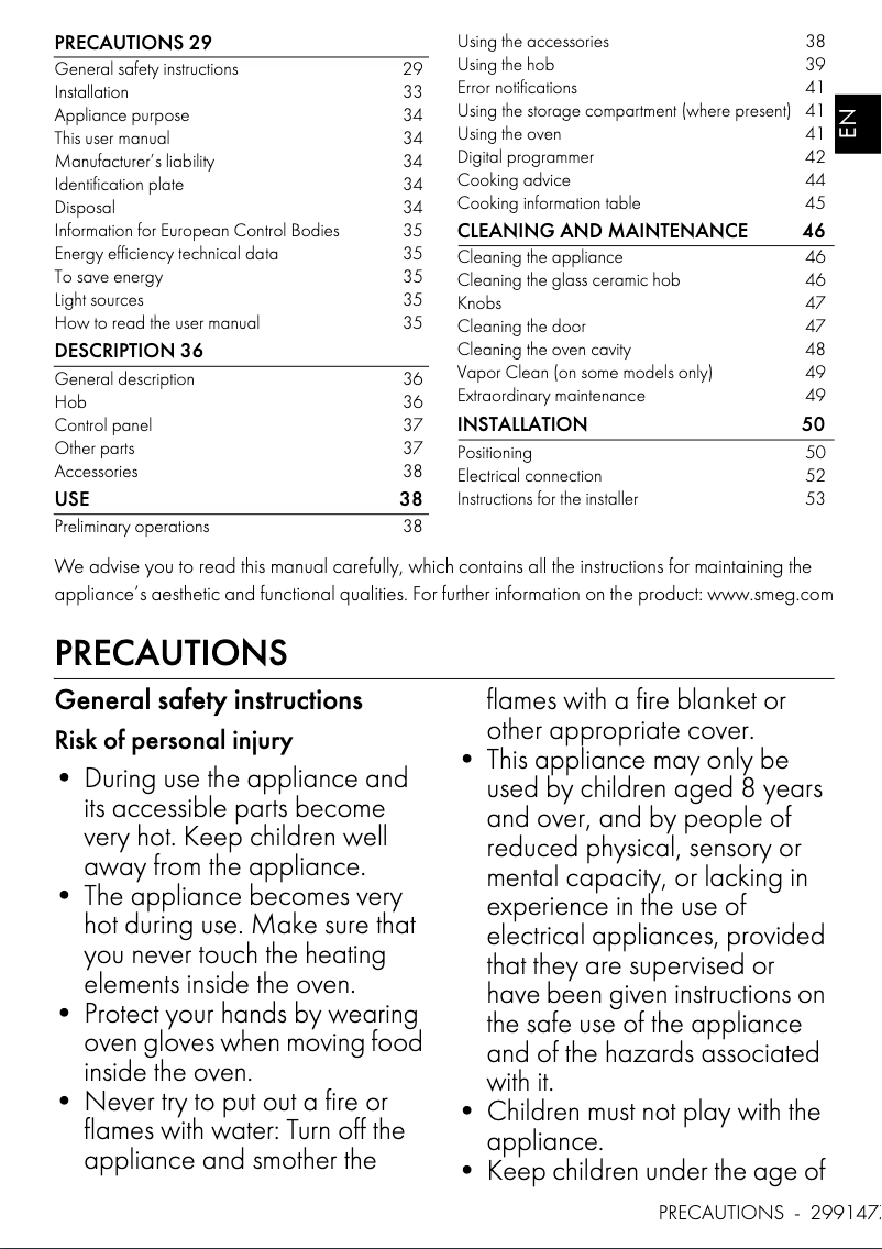 Page n°1 - Manuel utilisateur Smeg C6IMMBM2