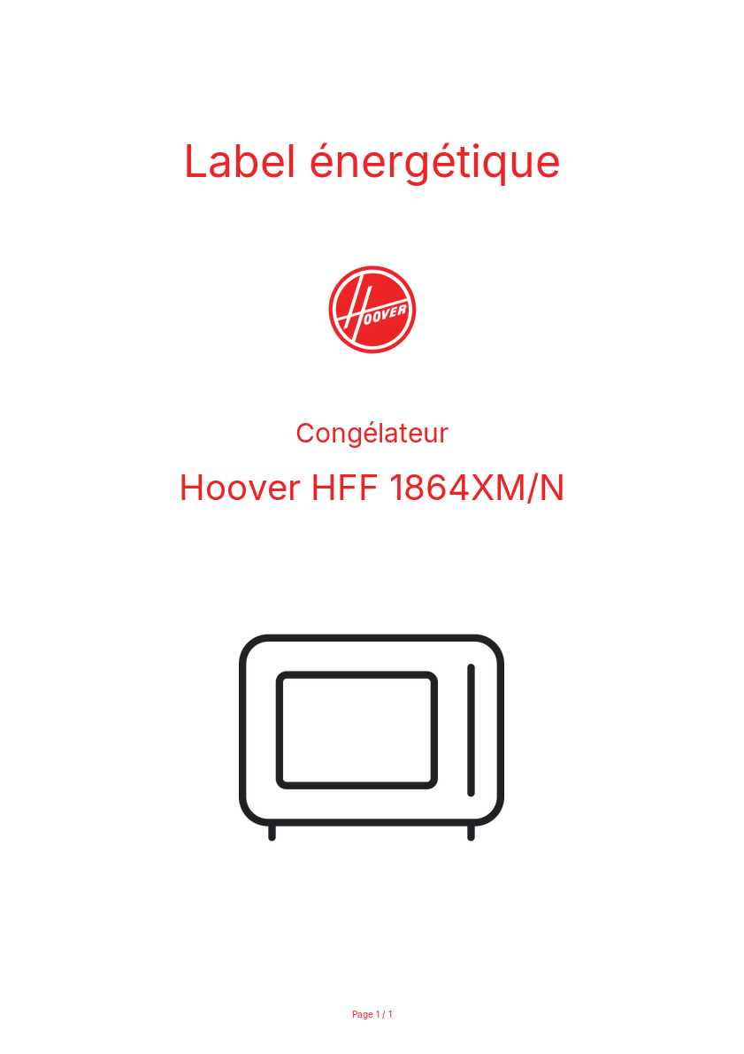 Page n°1 - Label énergétique Hoover HFF 1864XM/N
