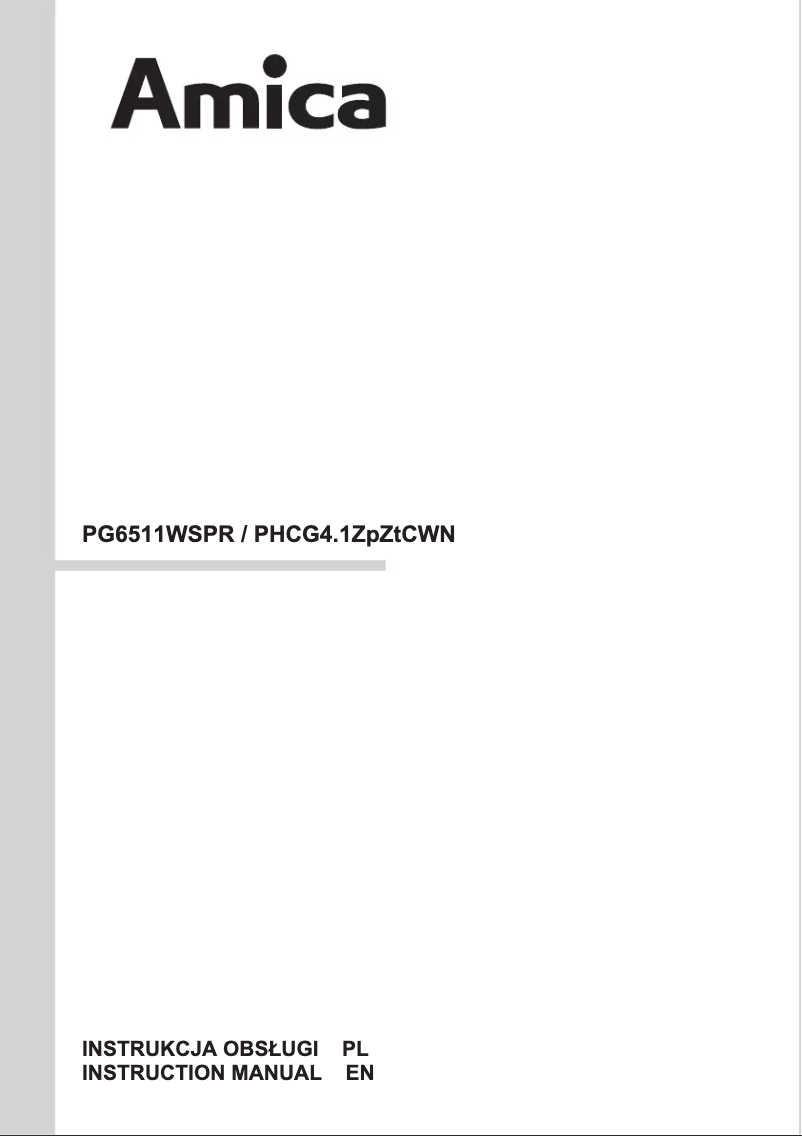 Page 1 de la notice Manuel utilisateur Amica PG6511WSPR