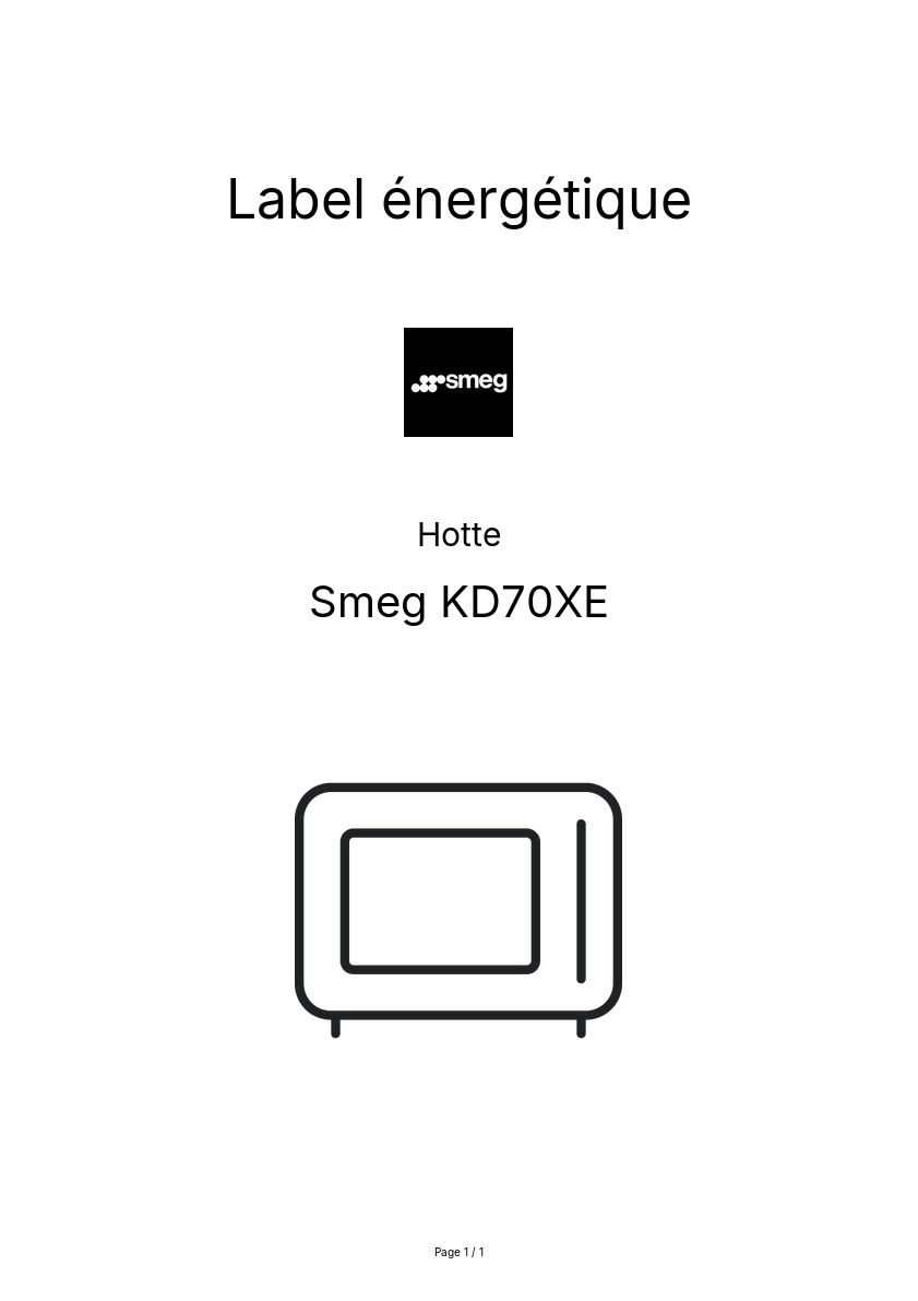 Page n°1 - Label énergétique Smeg KD70XE