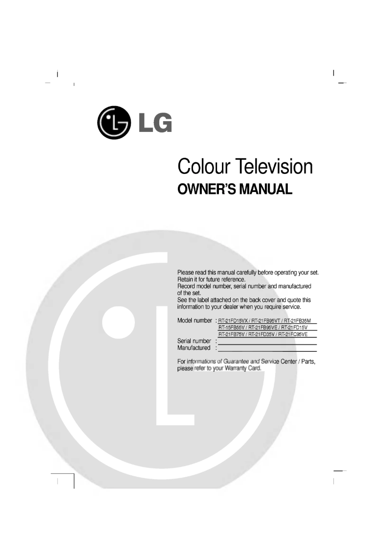 Page 1 de la notice Manuel utilisateur LG RT-21FD35V