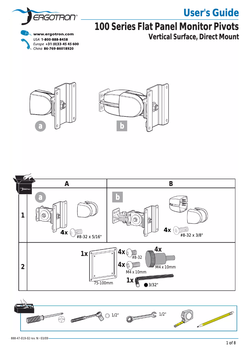 Image de la première page du manuel de l'appareil 100 Series Double Pivot