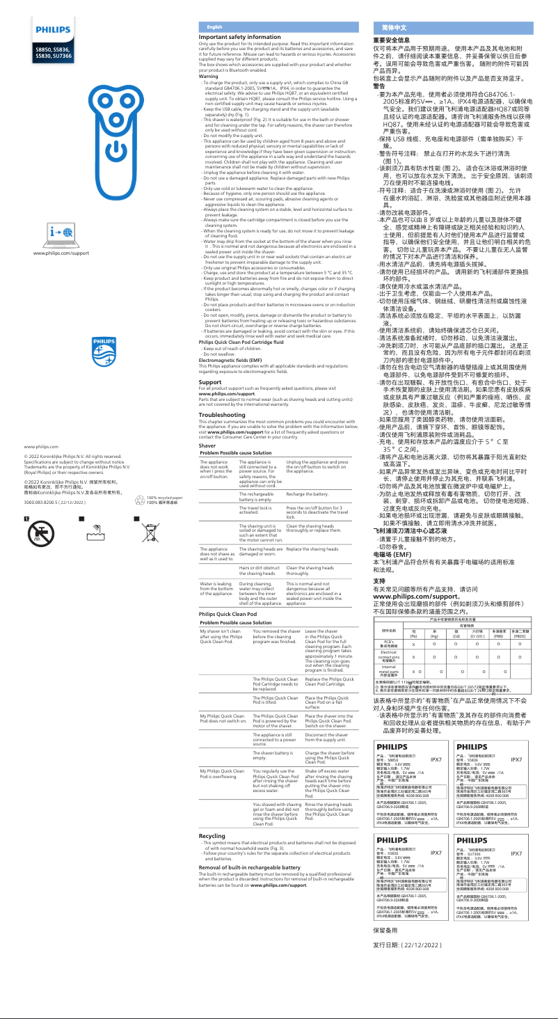 Page n°1 - Manuel utilisateur Philips Series 5000 S5830